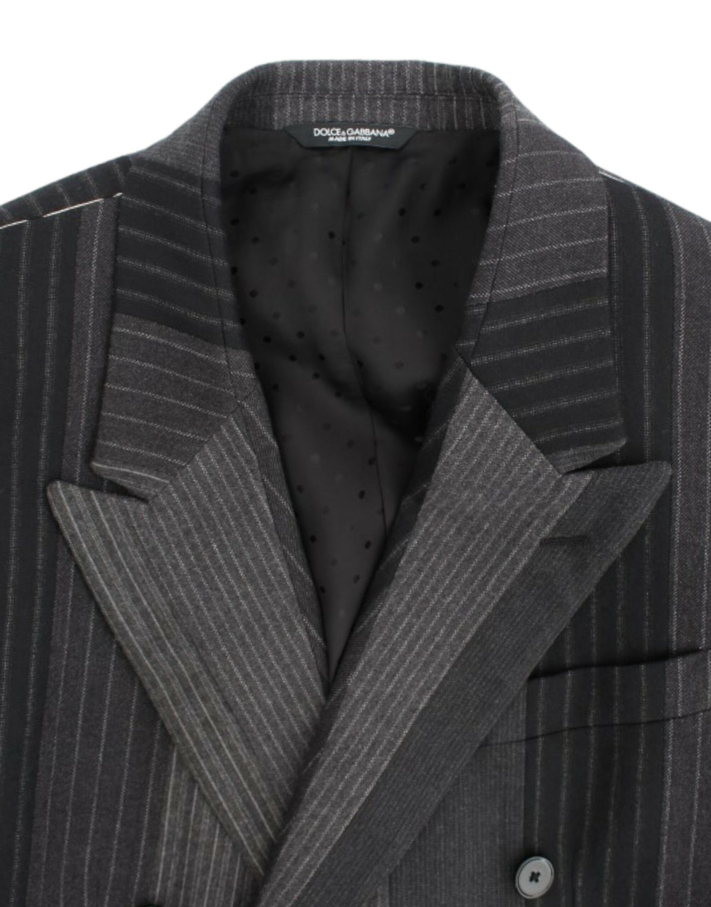 Dolce & Gabbana Grauer gestreifter Stretch-Blazer aus Wolle