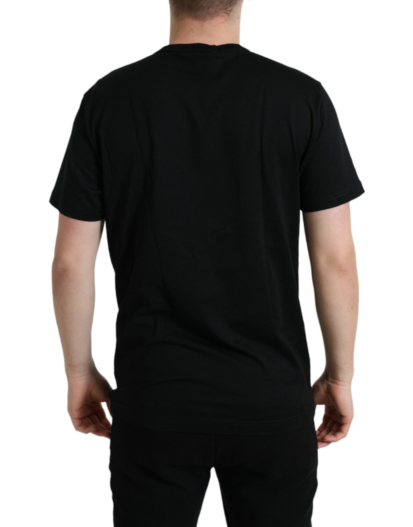 Dolce & Gabbana Schwarzes Baumwoll-T-Shirt mit Rundhalsausschnitt