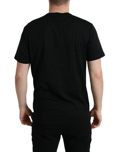 Dolce & Gabbana Schwarzes Baumwoll-T-Shirt mit Rundhalsausschnitt