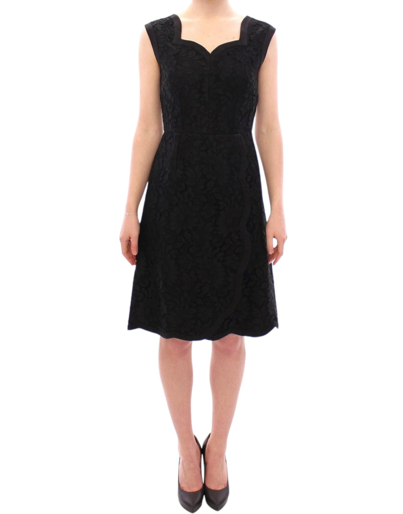 Dolce & Gabbana Schwarzes Laufstegkleid aus geblümter Spitze von Sicily