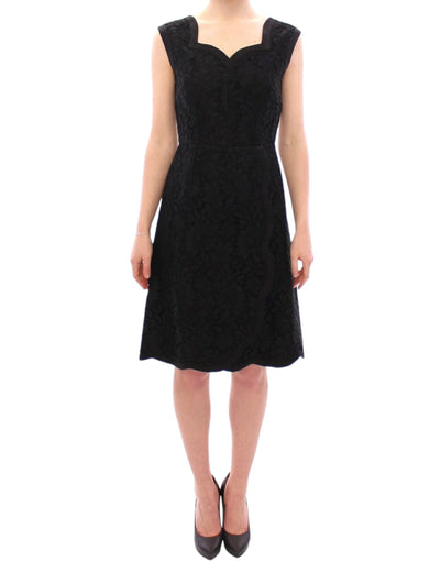 Dolce & Gabbana Schwarzes Laufstegkleid aus geblümter Spitze von Sicily