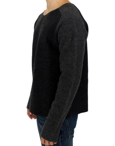 Costume National Grauer Pullover mit Rundhalsausschnitt aus Wolle