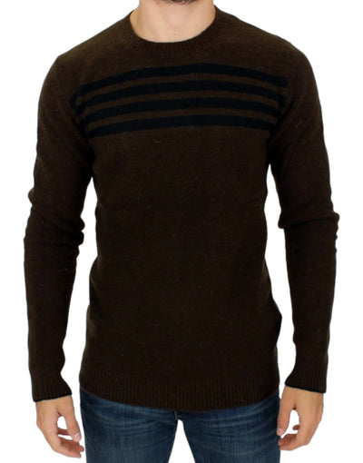 Costume National Braun gestreifter Pullover mit Rundhalsausschnitt