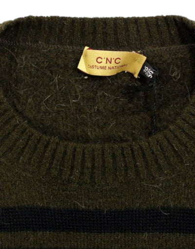 Costume National Braun gestreifter Pullover mit Rundhalsausschnitt