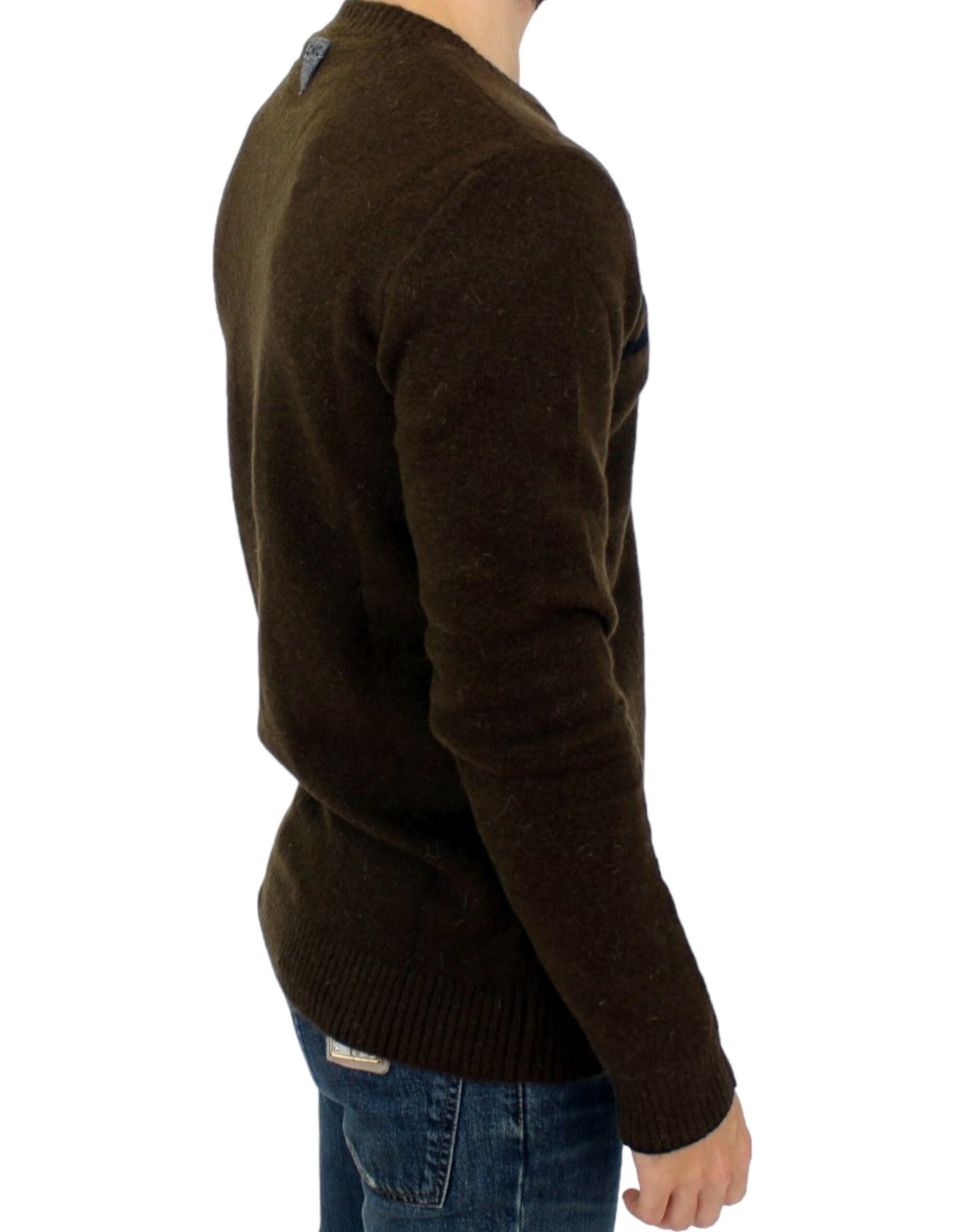 Costume National Braun gestreifter Pullover mit Rundhalsausschnitt