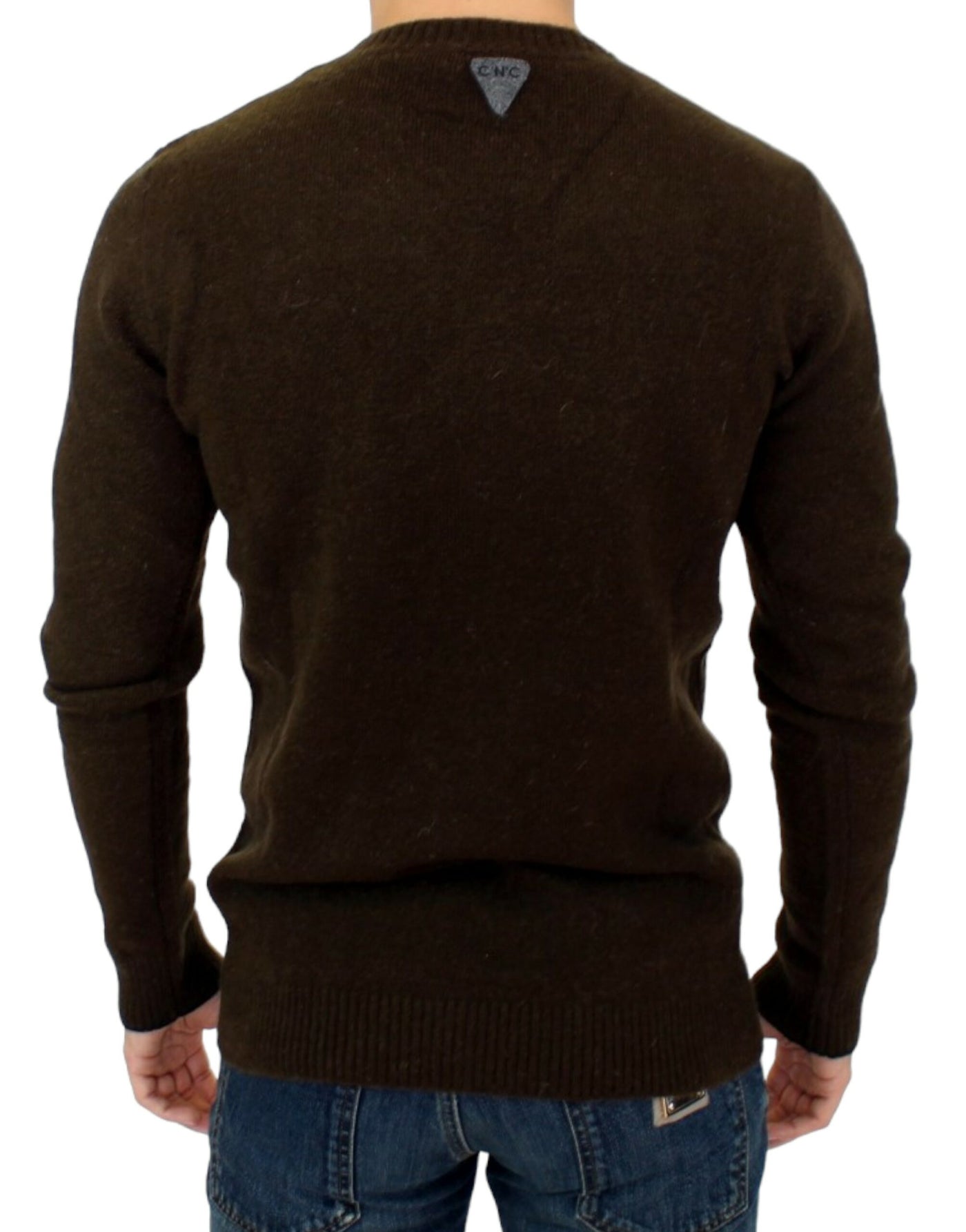 Costume National Braun gestreifter Pullover mit Rundhalsausschnitt