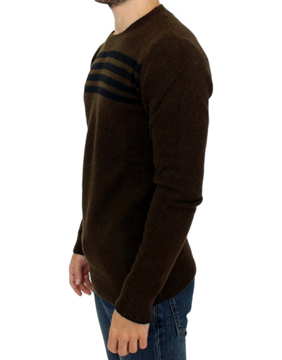 Costume National Braun gestreifter Pullover mit Rundhalsausschnitt