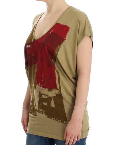 Costume National Grün bedrucktes T-Shirt mit kurzen Ärmeln