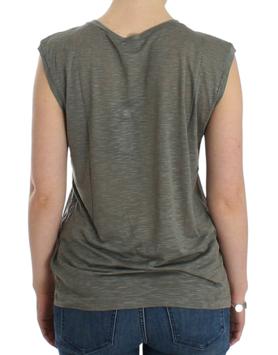 Costume National Ärmelloses T-Shirt mit grauem Aufdruck