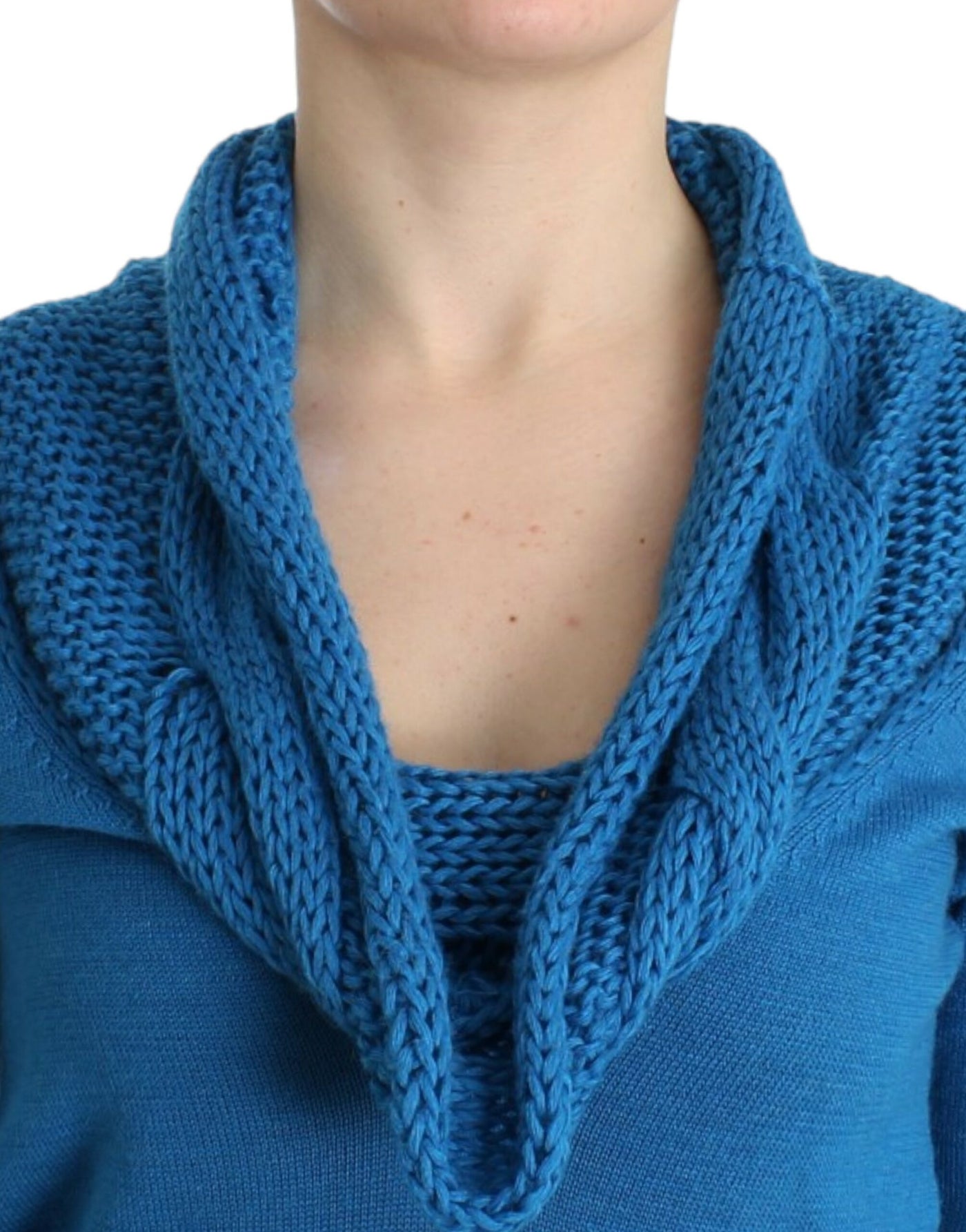 Costume National Blauer Strickpullover mit Rundhalsausschnitt