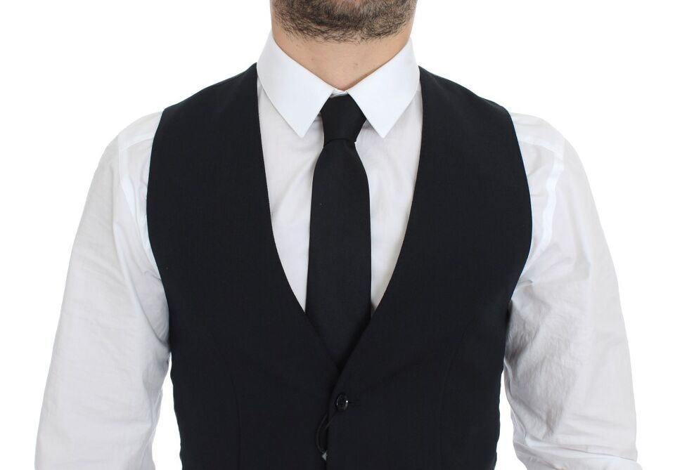Dolce & Gabbana Blaue Wollweste für formelle Anlässe Weste Gilet
