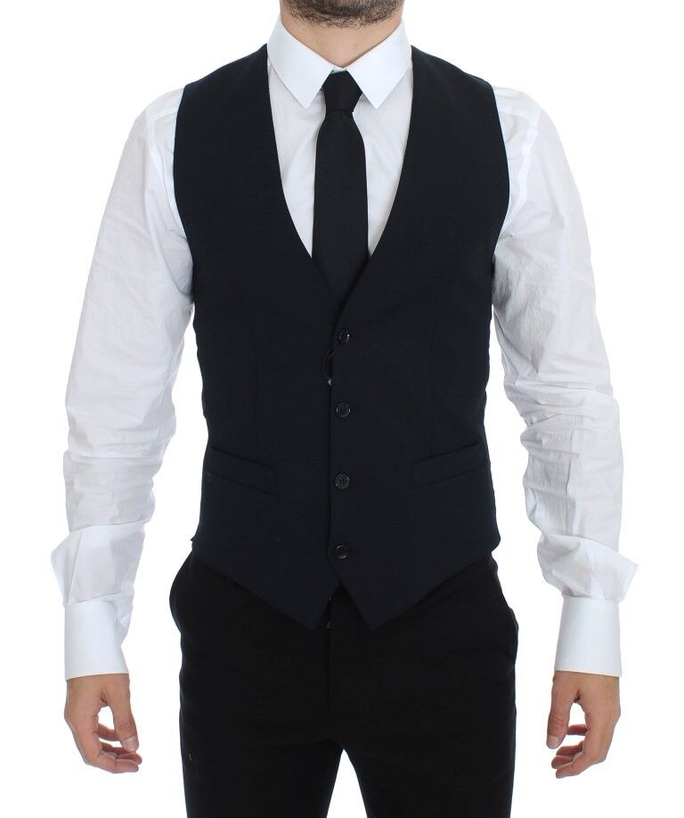 Dolce & Gabbana Blaue Wollweste für formelle Anlässe Weste Gilet