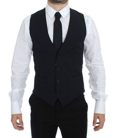 Dolce & Gabbana Blaue Wollweste für formelle Anlässe Weste Gilet