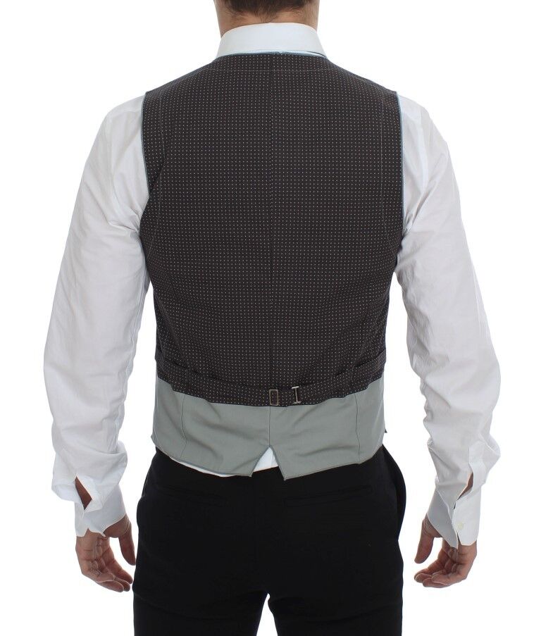 Dolce & Gabbana Graues gepunktetes Kleid Weste Gilet Weste