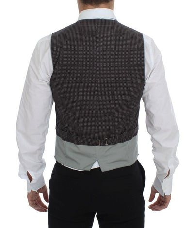 Dolce & Gabbana Graues gepunktetes Kleid Weste Gilet Weste