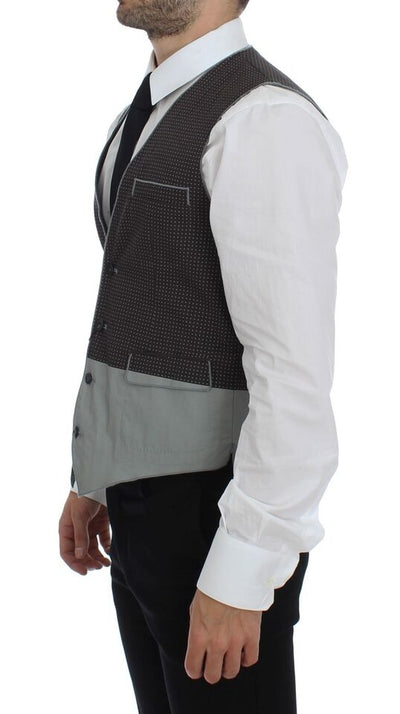 Dolce & Gabbana Graues gepunktetes Kleid Weste Gilet Weste