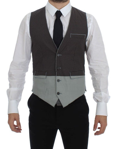Dolce & Gabbana Graues gepunktetes Kleid Weste Gilet Weste