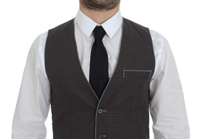Dolce & Gabbana Graues gepunktetes Kleid Weste Gilet Weste