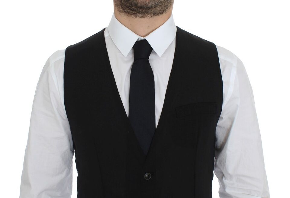 Dolce & Gabbana Schwarze Wolle Formal Dress Vest Gilet Jacke