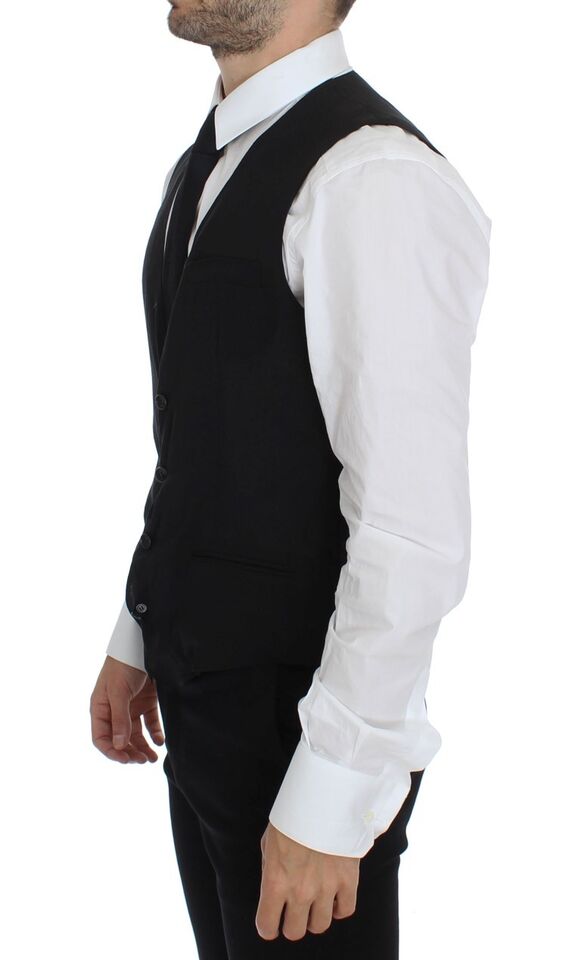 Dolce & Gabbana Schwarze Wolle Formal Dress Vest Gilet Jacke