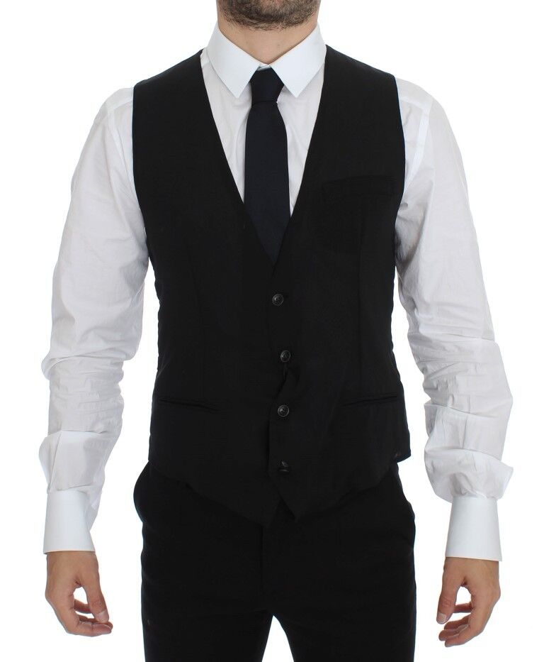 Dolce & Gabbana Schwarze Wolle Formal Dress Vest Gilet Jacke