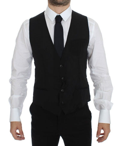 Dolce & Gabbana Schwarze Wolle Formal Dress Vest Gilet Jacke
