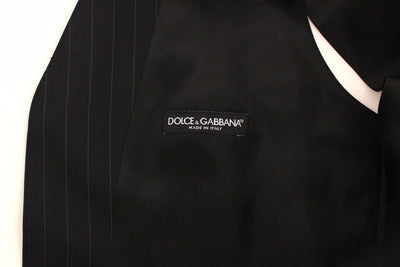 Dolce & Gabbana Schwarz gestreiftes Woll-Seiden-Kleid Weste Gilet