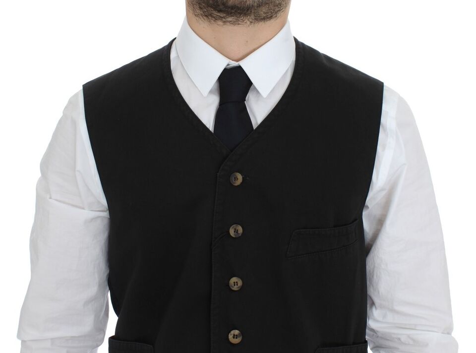 Dolce & Gabbana Schwarzes Baumwollmischung Kleid Weste Gilet