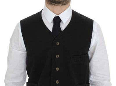 Dolce & Gabbana Schwarzes Baumwollmischung Kleid Weste Gilet