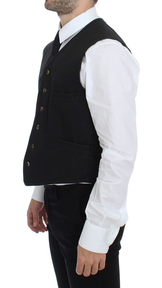Dolce & Gabbana Schwarzes Baumwollmischung Kleid Weste Gilet