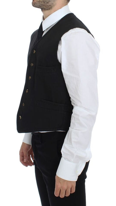 Dolce & Gabbana Schwarzes Baumwollmischung Kleid Weste Gilet
