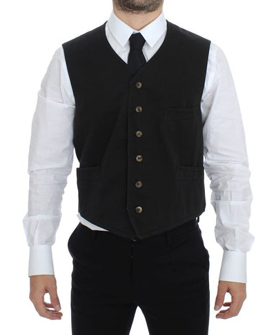 Dolce & Gabbana Schwarzes Baumwollmischung Kleid Weste Gilet