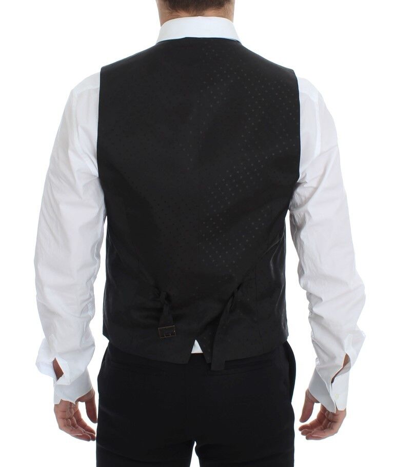 Dolce & Gabbana Schwarzes Wolle-Seide-Stretch-Kleid Weste Blazer
