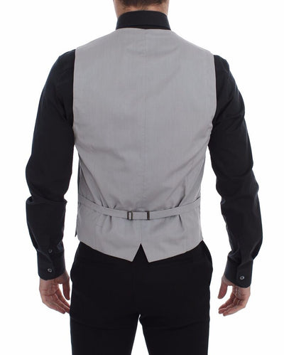 Dolce & Gabbana Graue Baumwollweste mit schmaler Passform und Knopfleiste