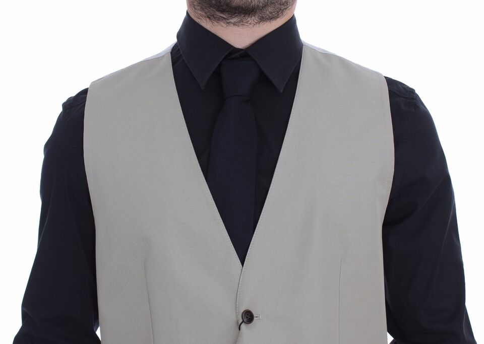 Dolce & Gabbana Beige Baumwolle Seidenmischung Kleid Weste Blazer