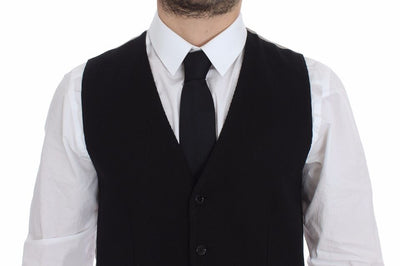 Dolce & Gabbana Schwarzes Baumwollkleid Weste Blazer Jacke