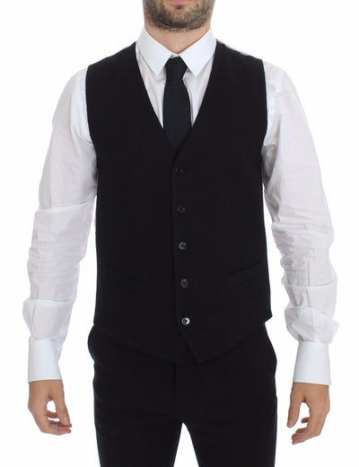 Dolce & Gabbana Schwarzes Baumwollkleid Weste Blazer Jacke