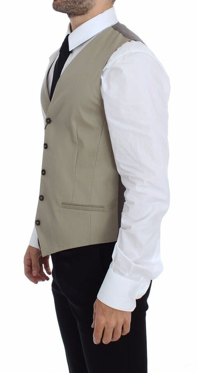 Dolce & Gabbana Beige Baumwolle Kleid Weste Blazer Jacke