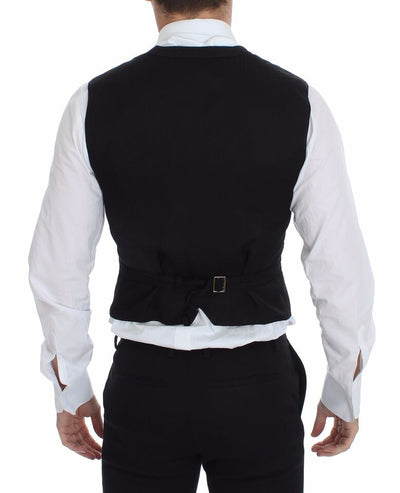 Dolce & Gabbana Schwarzes Flachs-Baumwollkleid Weste Blazer