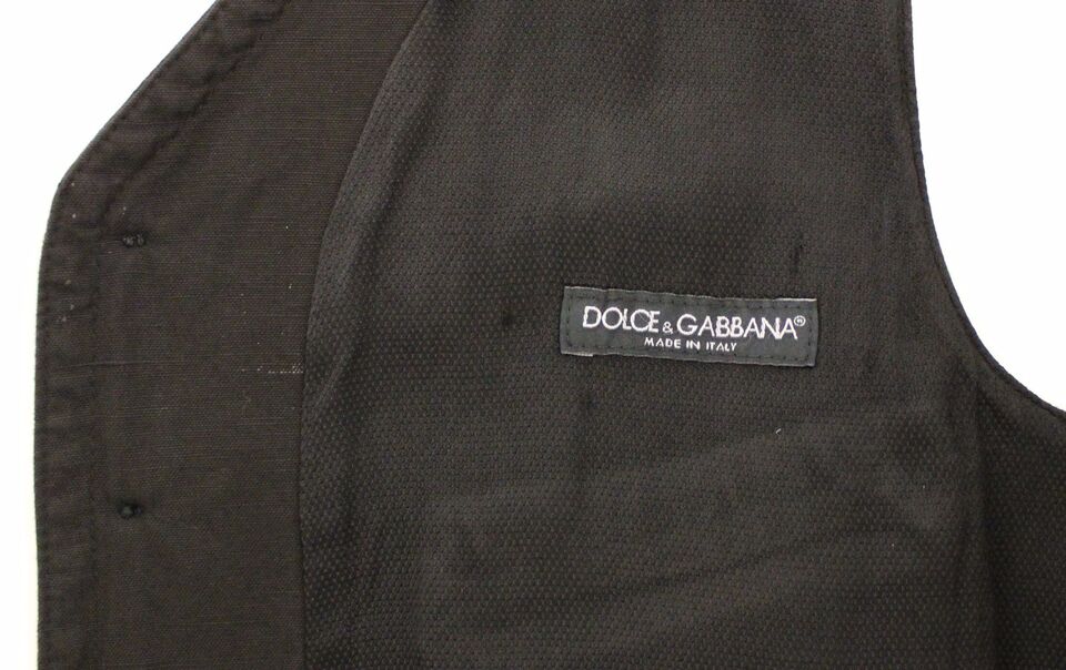 Dolce & Gabbana Schwarzes Flachs-Baumwollkleid Weste Blazer