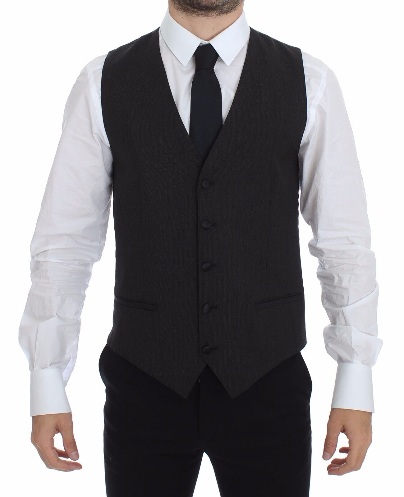 Dolce & Gabbana Grauer Woll-Stretchwesten-Blazer