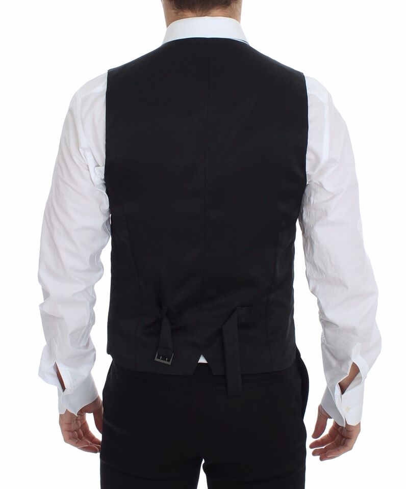 Dolce & Gabbana Graue Wolle Stretch Kleid Weste Jacke Blazer