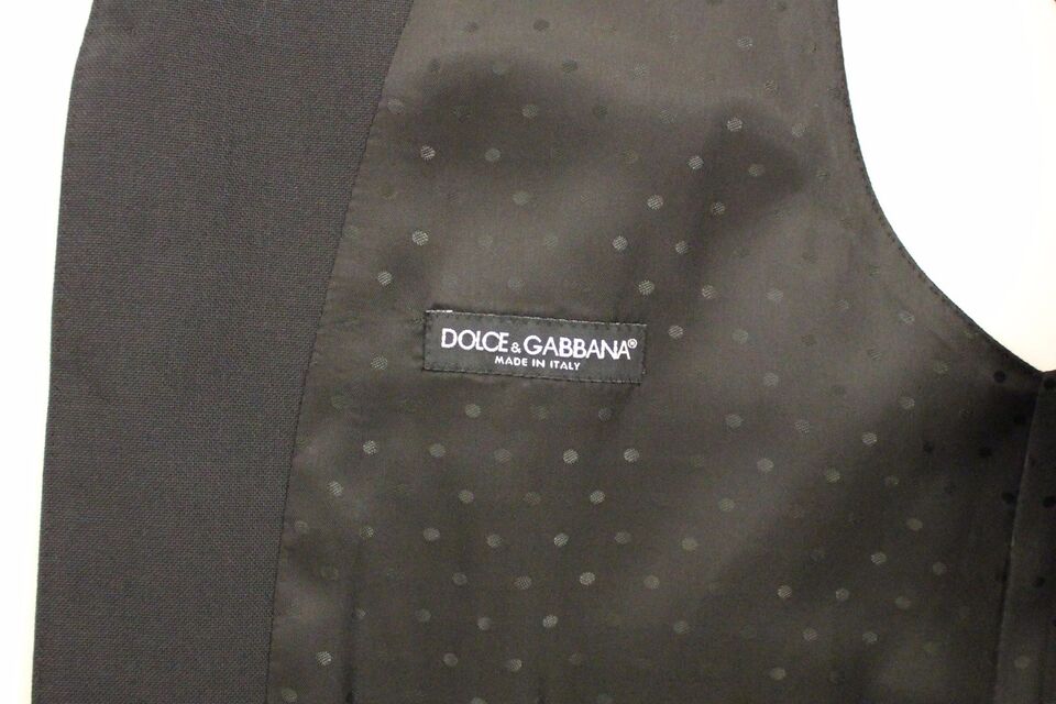 Dolce & Gabbana Schwarzes Wolle-Seide-Stretch-Kleid Weste Blazer