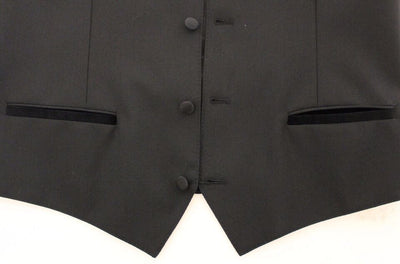 Dolce & Gabbana Schwarzes Wolle-Seide-Stretch-Kleid Weste Blazer