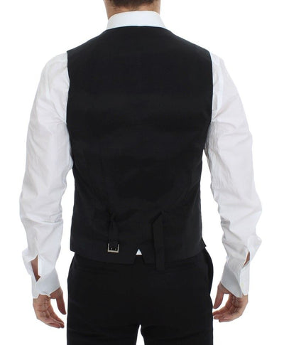 Dolce & Gabbana Schwarzes Wolle-Seide-Stretch-Kleid Weste Blazer