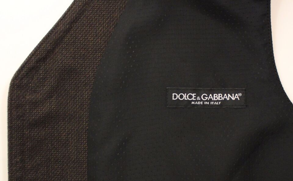 Dolce & Gabbana Braunes Baumwollmischung Kleid Weste Gilet