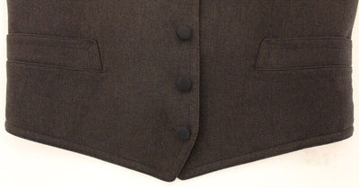 Dolce & Gabbana Braunes Baumwollmischung Kleid Weste Gilet