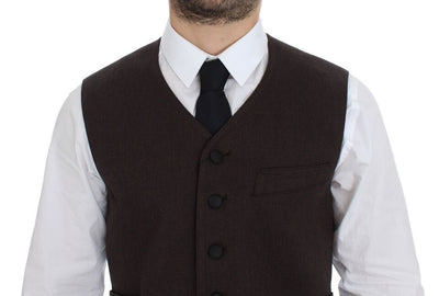 Dolce & Gabbana Braunes Baumwollmischung Kleid Weste Gilet
