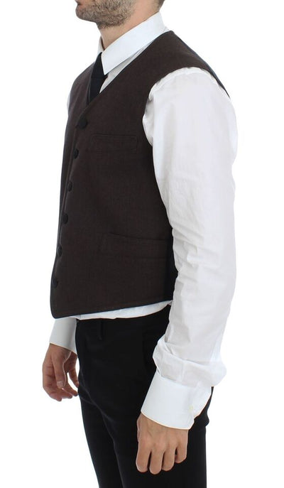Dolce & Gabbana Braunes Baumwollmischung Kleid Weste Gilet