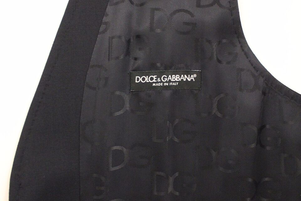 Dolce & Gabbana Graues gestreiftes Wollseidenkleid Weste Gilet